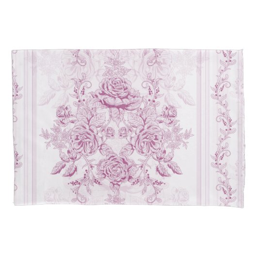 シックフランスの,ピンク,トイル,フローラ,パタービクトリアンン,フィート 枕カバー (正面)