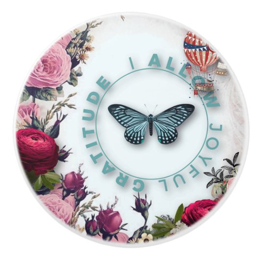 シックフランスの，田舎風，フローラルパターン，バラ,re セラミックノブ (正面)