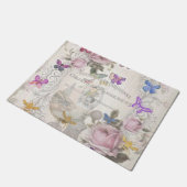 シックフランスの,田舎風,フローラルパターン,バラ,re ドアマット (アングル)