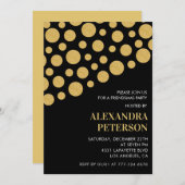 シックフレンドスマス招待状ブラック金ゴールド 招待状 (正面/裏面)