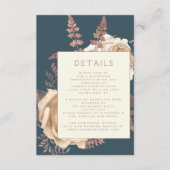 シックフローラアイボリーバラ金ゴールド結婚ティール（緑がかった色）詳細 エンクロージャーカード (正面)