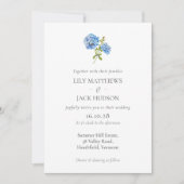 シックフローラアジサイ非フォト結婚式招待状 (正面)