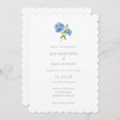 シックフローラアジサイ非フォト結婚式招待状 (正面/裏面)