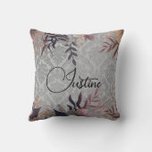 シックフローラエレガントシルバーダマスクパーソナライズされた クッション (裏面)