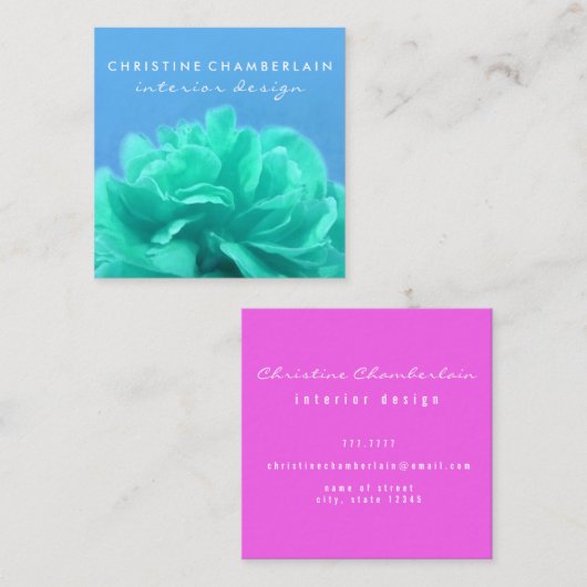 シックフローラカラーコントラスト スクエア名刺 (正面/裏面)