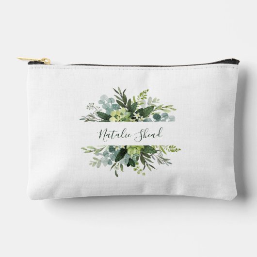 シックフローラガーリー名前をカスタムするメタルキーチェーン アクセサリーポーチ (正面)