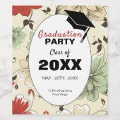 シックフローラキャップ卒業パーティー ワインラベル (シングルラベル)