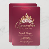 シックフローラクラウンブルガンディキンセアニラ 招待状 (正面/裏面)