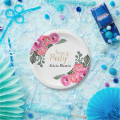 シックフローラダスティピンクローズ金ゴールドスウィート16パーティー ペーパープレート (パーティー)