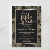 シックフローラダマスクフレーム50誕生日 招待状 (正面)