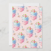 シックフローラティーカップティーパーティーブライダルシャワー 招待状 (裏面)