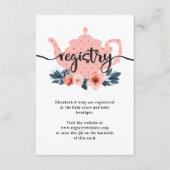 シックフローラティーパーティーガールベビーシャワーレジストリ エンクロージャーカード (正面)