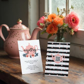 シックフローラティーパーティーガールベビーシャワーレジストリ エンクロージャーカード