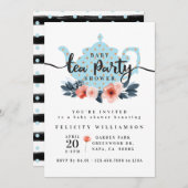 シックフローラティーボーイパーティーベビーシャワー招待状 招待状 (正面/裏面)