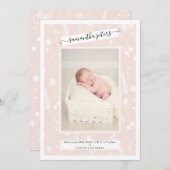 シックフローラドライフラワー赤面写真ベビー誕生 案内状 (正面/裏面)