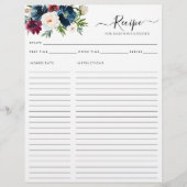 シックフローラネイビーブルーブルガンディレッドキッチンレシピ (正面)