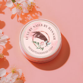 シックフローラネイルアートマニキュアハンドネイルサロンロゴ ラウンドシール