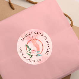 シックフローラネイルアートマニキュアハンドネイルサロンロゴ ラウンドシール