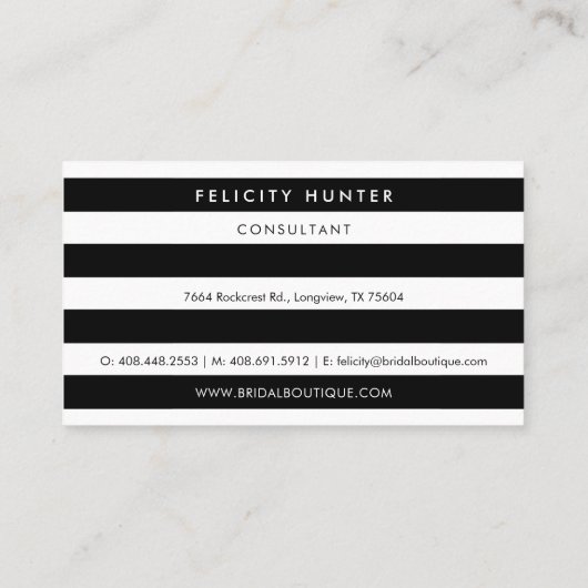 シックフローラバラ結婚ズドレスブライダルブティック 名刺 (裏面)