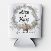 シックフローラパーソナライズされたリース結婚ズ 缶クーラー (正面)