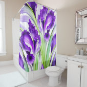 シックフローラパープルアイリスフラワーシャワーカーテン シャワーカーテン (インサイチュ)