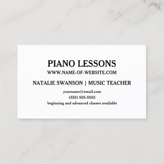 シックフローラピアノ先生モダンミュージカルノート 名刺 (裏面)