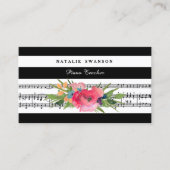 シックフローラピアノ先生モダンミュージカルノート 名刺 (正面)