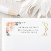 シックフローラピーチ結婚金ゴールド差出人住所 ラベル (インサイチュ)