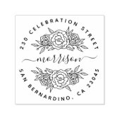 シックフローラファミリーネーム&ラウンド差出人住所 セルフインキングスタンプ (デザイン)