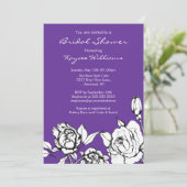 シックフローラブライダルシャワーインビテーションパープル 招待状 (スタンド正面)