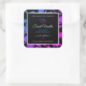 シックフローラブラックブルーピンク色製品ラベル スクエアシール (バッグ)