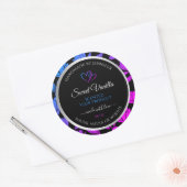 シックフローラブラックブルーピンク色製品ラベル ラウンドシール (封筒)