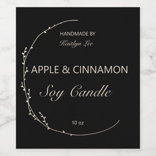 シックフローラブラック&ホワイト手作りキャンドルラベル ワインラベル (シングルラベル)