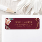 シックフローラブルゴーニュ結婚金ゴールド差出人住所 ラベル (インサイチュ)