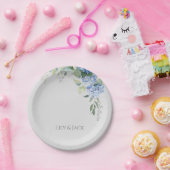 シックフローラブルーアジサイイベント結婚ズ ペーパープレート (パーティー)