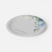 シックフローラブルーアジサイイベント結婚ズ ペーパープレート (アングル)