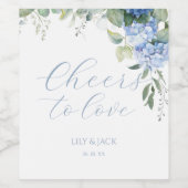 シックフローラブルーアジサイイベント結婚ズ ワインラベル (シングルラベル)