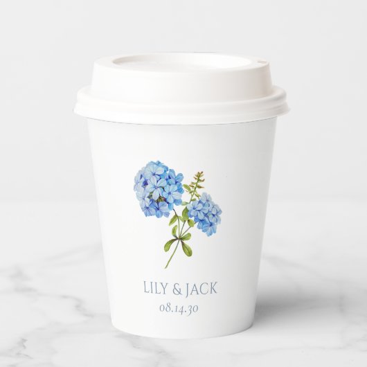 シックフローラブルーアジサイイベント結婚ズ 紙コップ (正面)