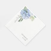 シックフローラブルーアジサイ結婚ズホワイト スタンダードランチョンナプキン (角)
