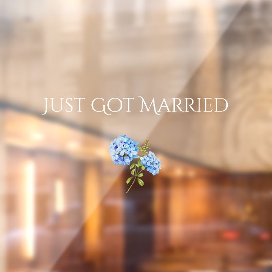 シックフローラブルーアジサイ結婚トランスペアレント車 ウィンドウサイン (シート2)