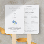 シックフローラブルーホワイトアジサイ結婚式 プログラム ハンドファン