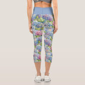 シックフローラブルーラベンダーアジサイ柄 カプリレギンス (裏面)