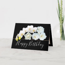 シックフローラブーケバラ&オーキッドフラワーズ誕生日 カード