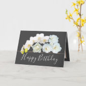 シックフローラブーケバラ&オーキッドフラワーズ誕生日 カード (黄色い花)