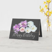 シックフローラブーケバラ&クロッカスフラワーズ誕生日 カード (黄色い花)