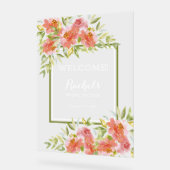 シックフローラブーケブライダルシャワー歓迎 アクリルサイン (傾斜)