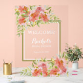 シックフローラブーケブライダルシャワー歓迎 アクリルサイン (ウェディング)