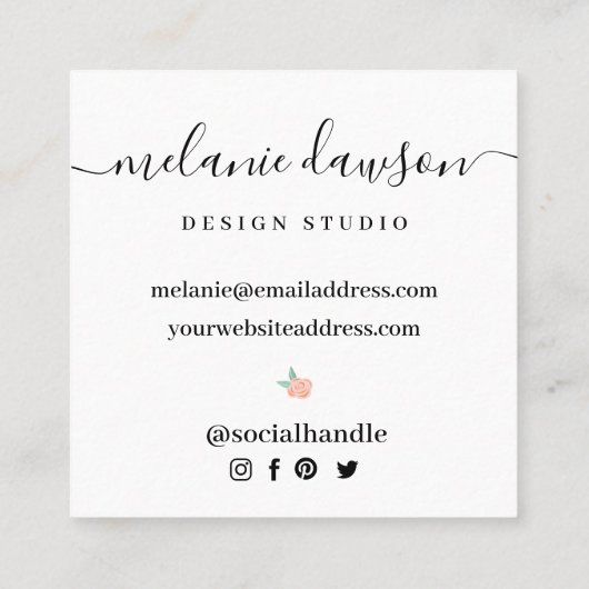 シックフローラボタニカルガーデンオープンエンベロープデザイン スクエア名刺 (裏面)