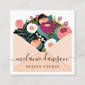 シックフローラボタニカルガーデンオープンエンベロープデザイン スクエア名刺 (正面)