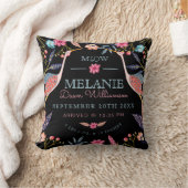 シックフローラボタニカルストークバードベビー誕生統計 クッション (ブランケット)